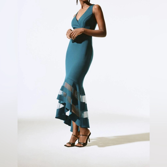 Joseph Ribkoff Mesh Mermaid Evening Dress, Twilight - Picture 2 of 9